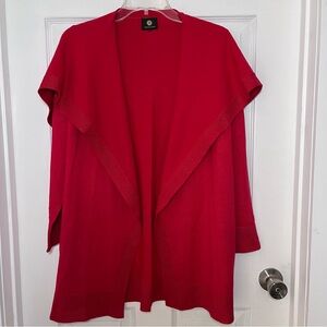 JM Collection Open-Front Red Cardigan Sweater